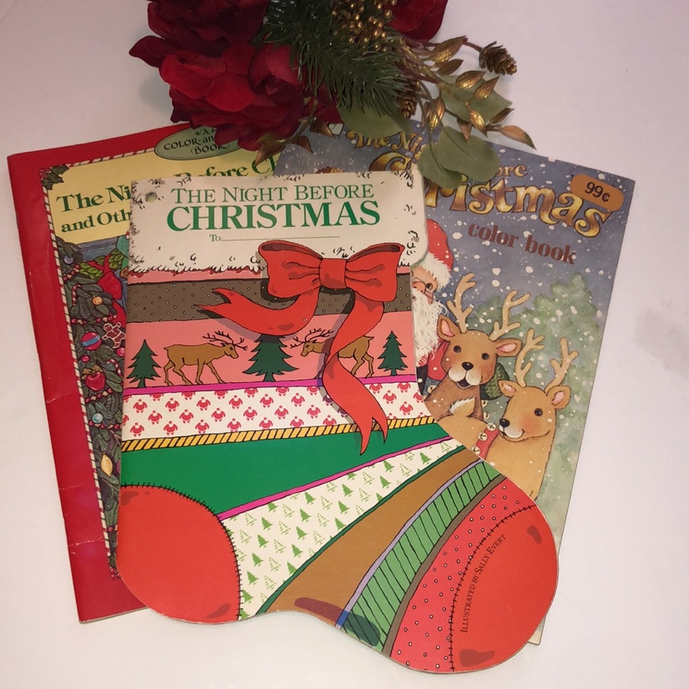 Jan Brett Autographed Jan Brett The Night Before Christmas Coloring Books